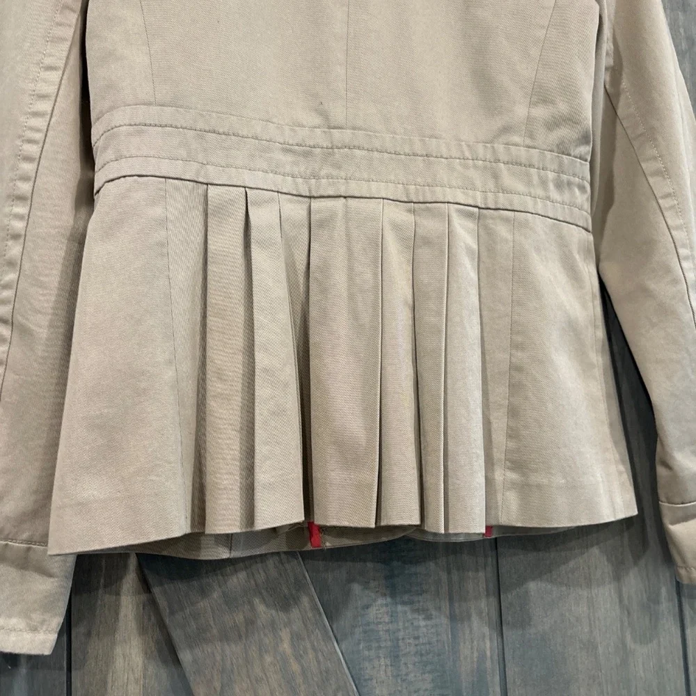 J Crew Women's Chino Classic Twill Collared Fitted Pleated Back‎ Jacket Size 0